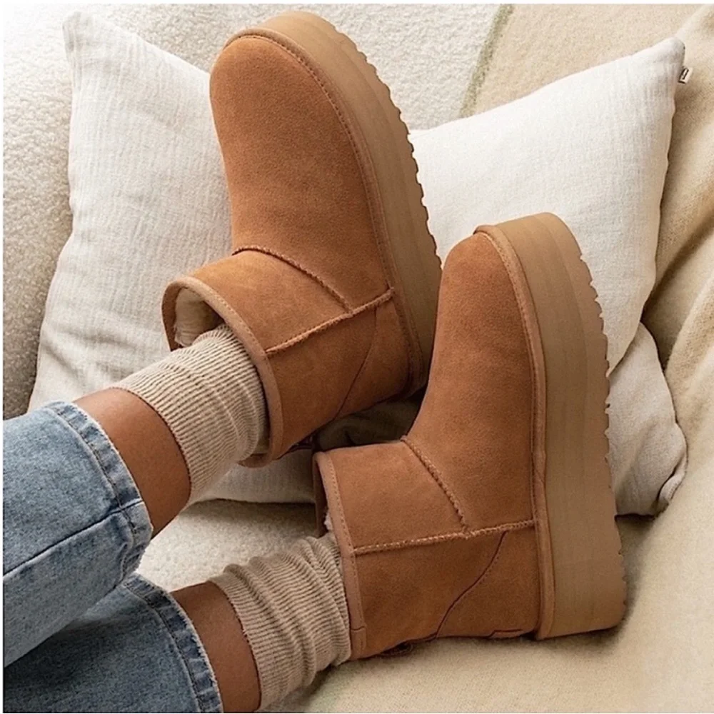 UGG Classic Mini Platform Chestnut Brown Boot Size 9 - Picture 2 of 12